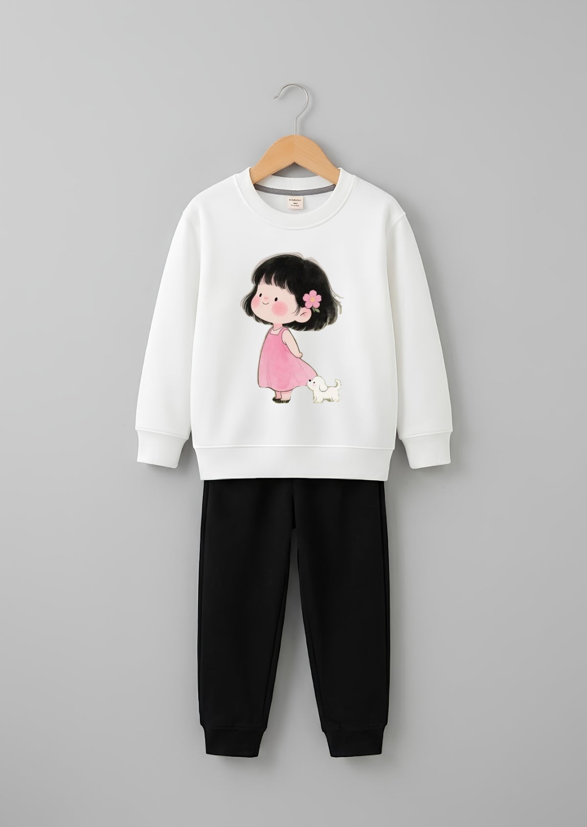 Girl & White Puppy Tracksuit