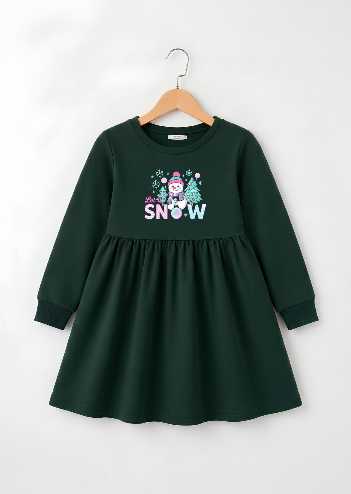 Cute Snowman Printed Frock