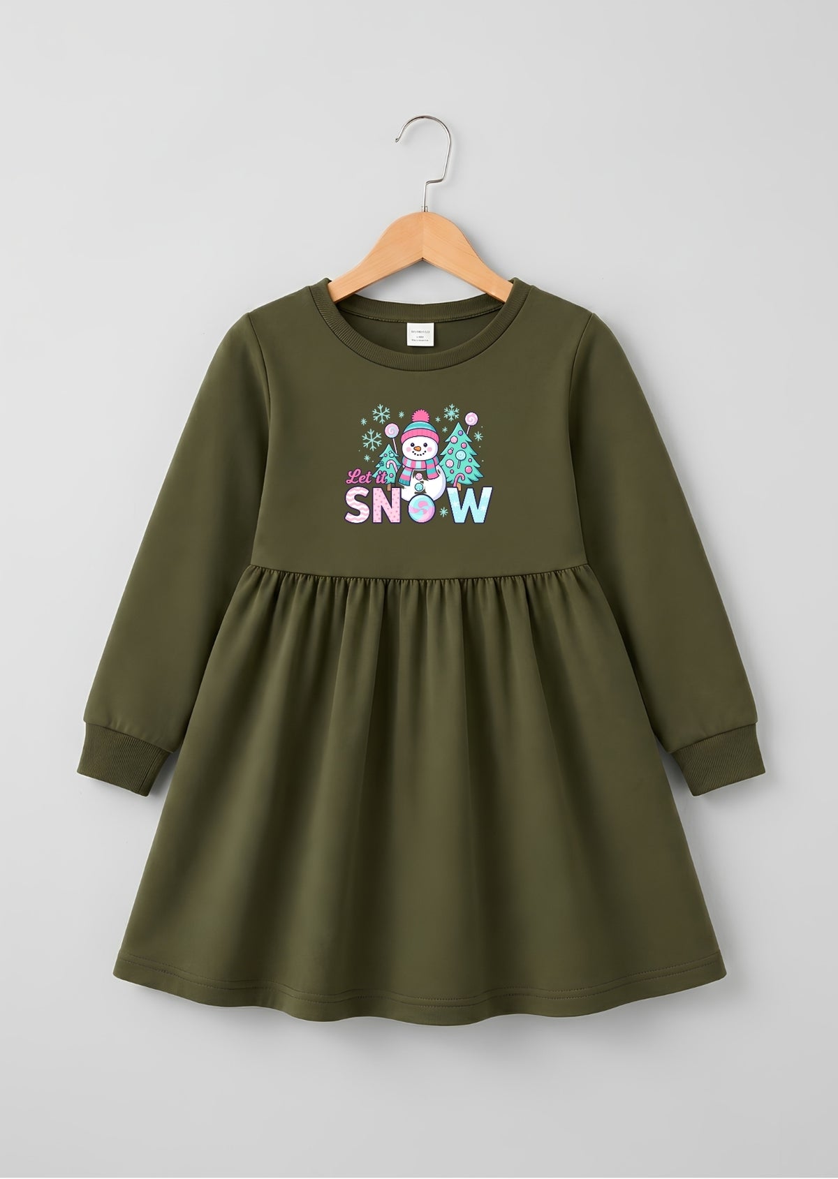 Cute Snowman Printed Frock